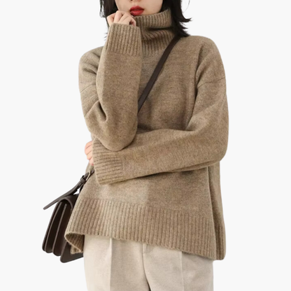 Women's Long Sleeve Turtleneck Sweater Ribbed Texture