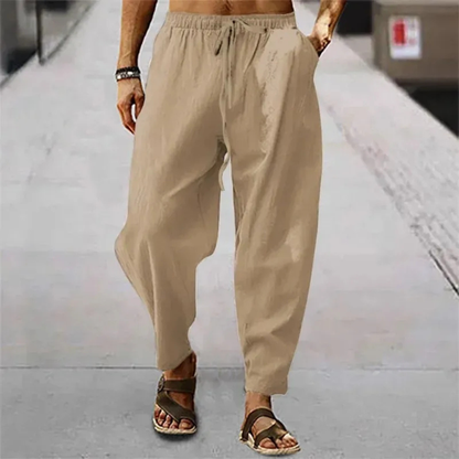 Men's Cotton Linen Wide Leg Pants