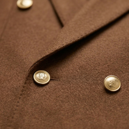 Men's Brown Double Breasted Suit Slim Fit 2 Piece