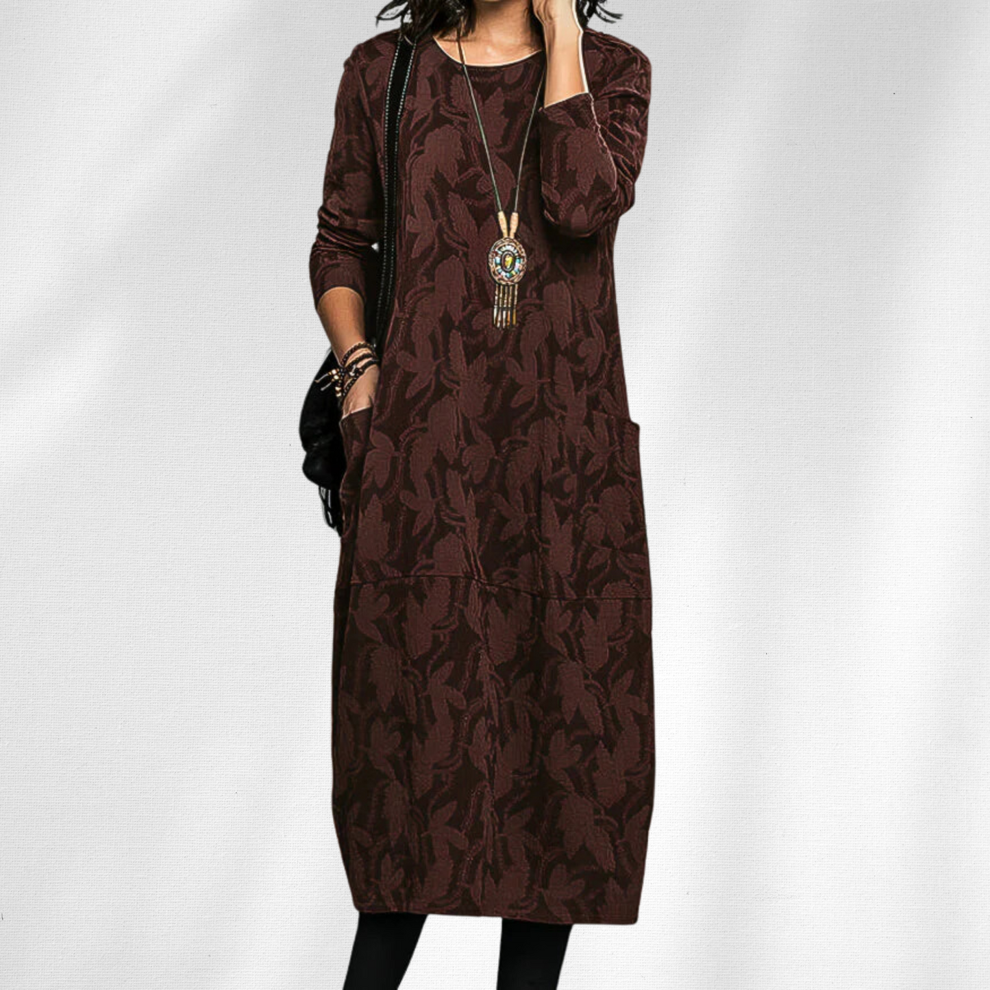 Elegant Women's Crewneck Winter Dress