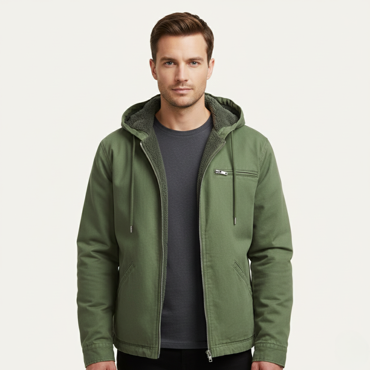 Men's Fleece Lined Hooded Jacket