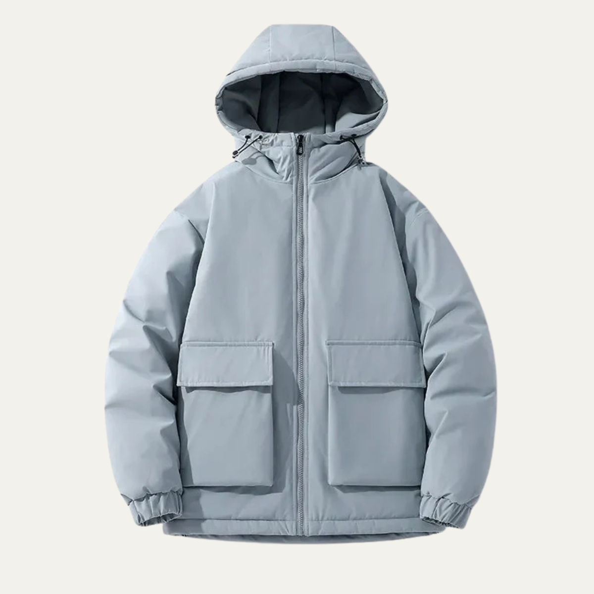 Men's Puffer Jacket Warm Padded Hooded Black