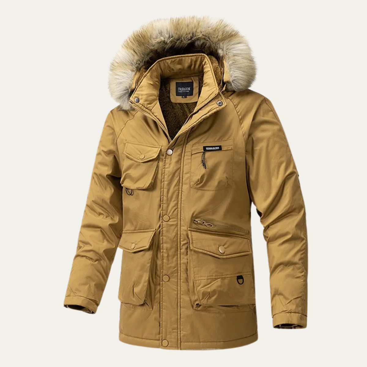 Men's Down Jacket Hooded Waterproof Multi Pocket