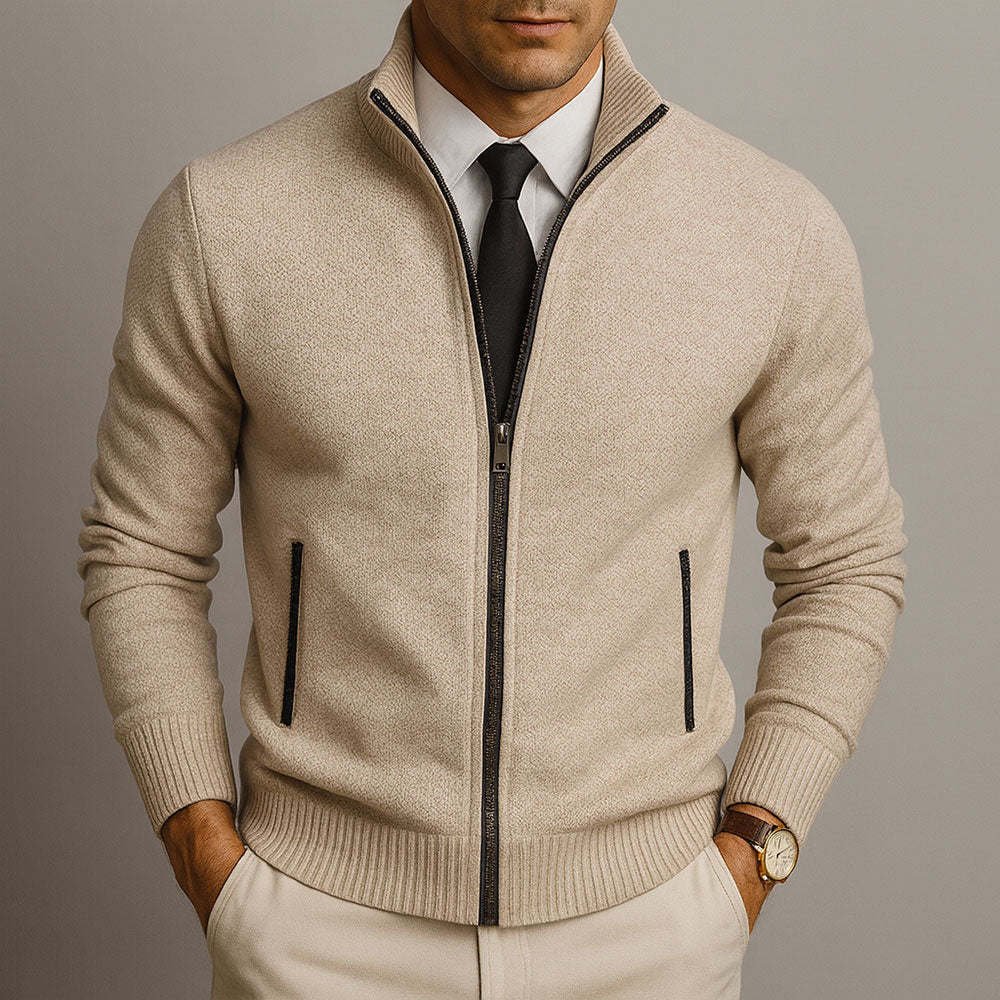 Men's Long Sleeve Zip Front Cardigan