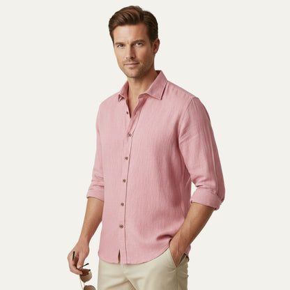 Men's Long Sleeve Linen Shirt Vintage Style
