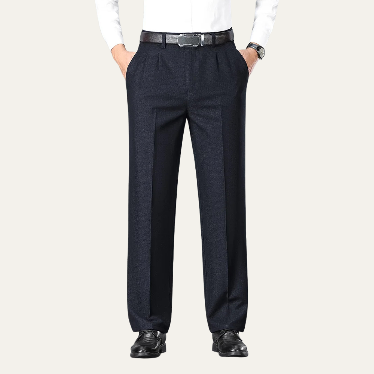 Men's Double Pleated Straight Leg Dress Pants