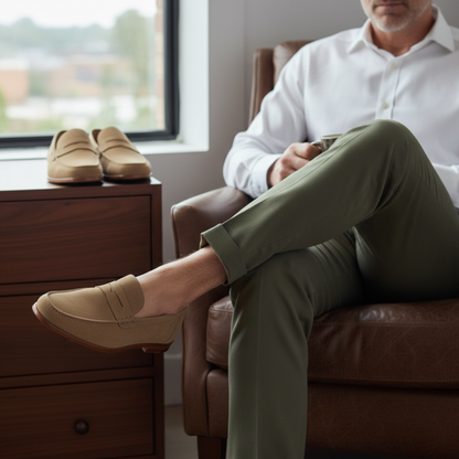 Classic Brown Leather Slip On Shoes