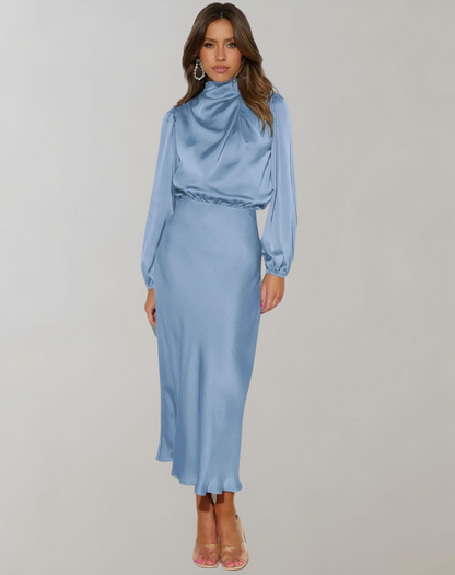 Women's Satin Long Sleeve Dress