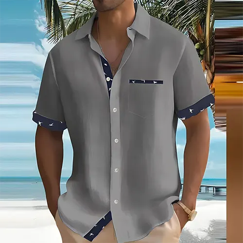 Men's Short Sleeve Summer Shirt Breathable Cotton