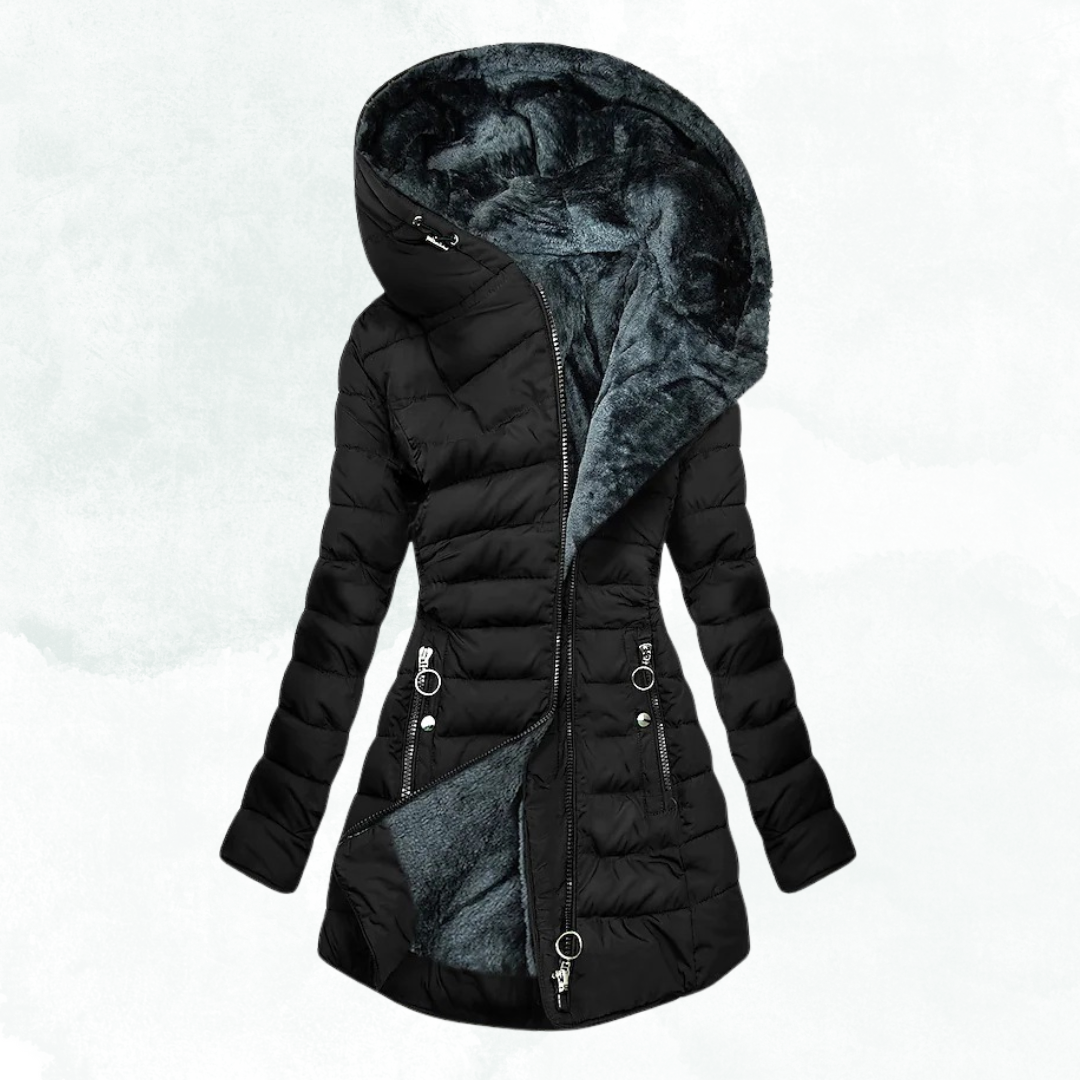 Women's Faux Fur Lined Coat Warm Elegant