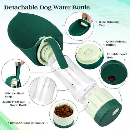 Portable Dog Water Food Bottle 2-In-1 Design