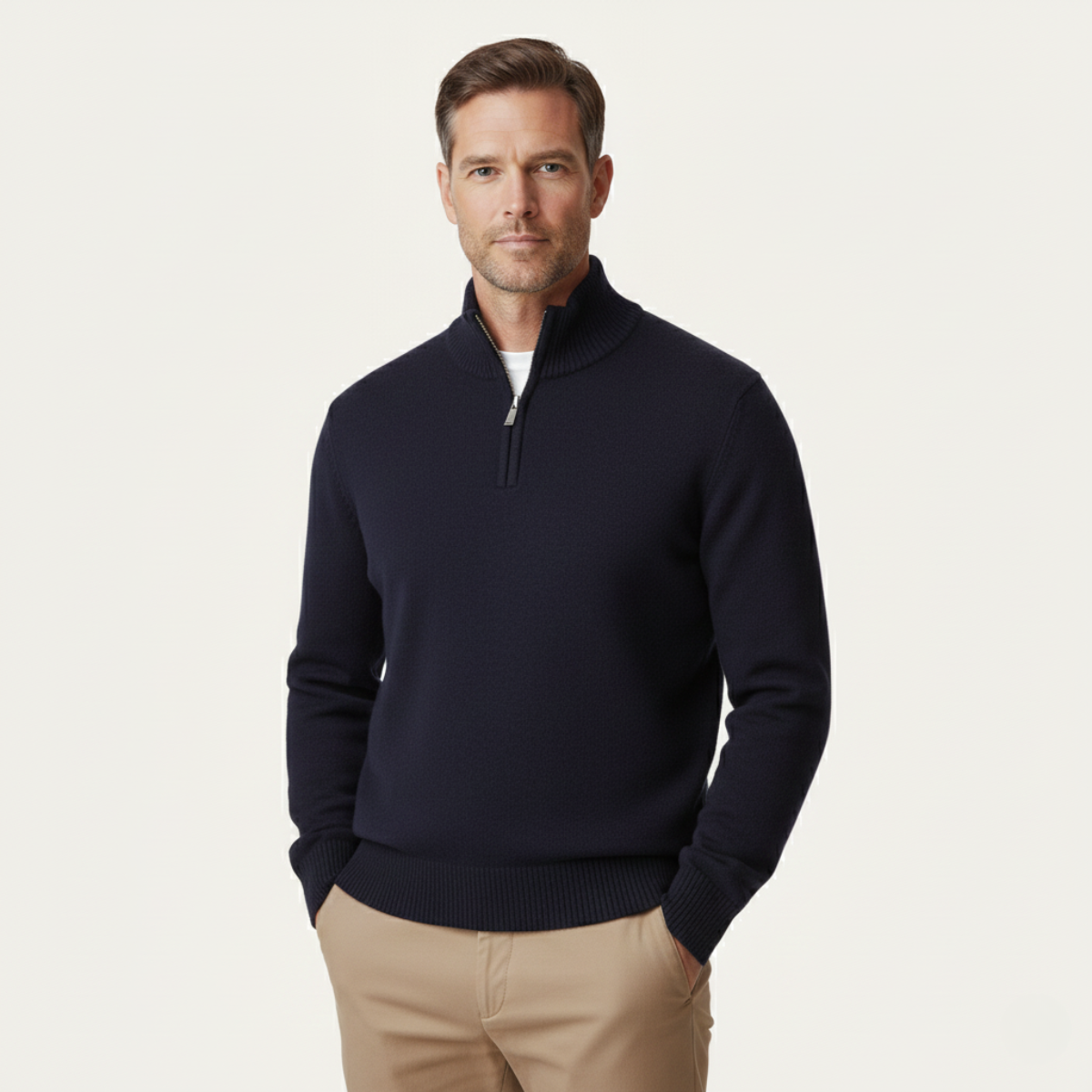 Men's Soft Wool Quarter Zip Sweater