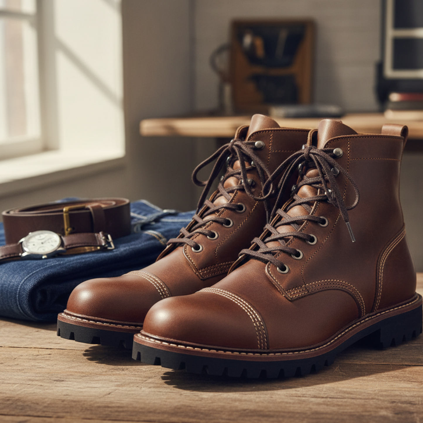 Tall Genuine Leather Men's Boots