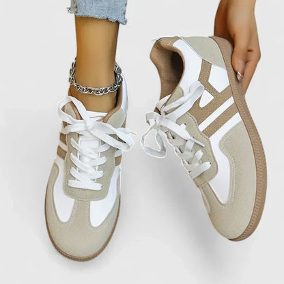 Women's Colorblock Low Sneakers Beige White - VibreMode