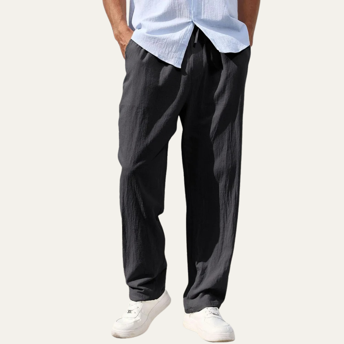 Men's Linen Straight Leg Pants Lightweight Beige