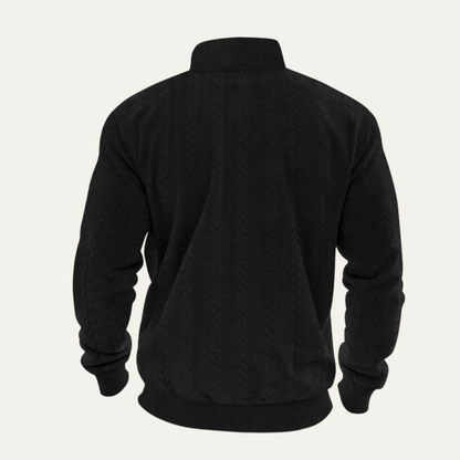 Men's Knit Half Zip Sweater Jacquard Pattern Winter