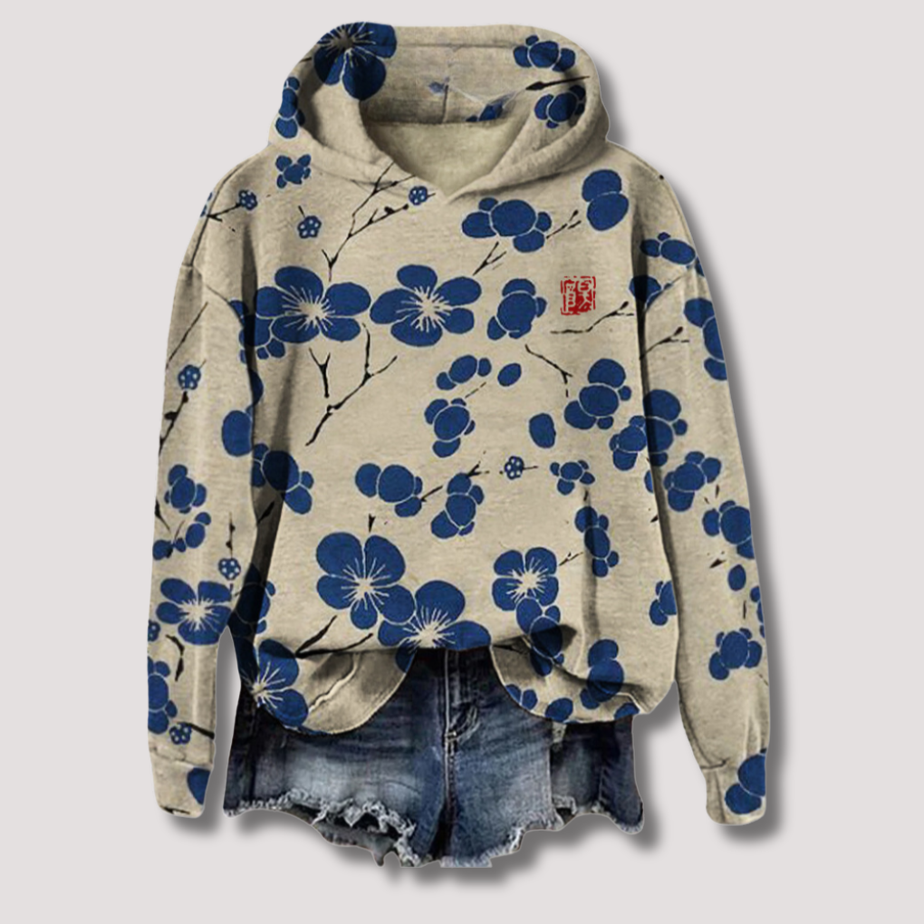 Women's Floral Hooded Sweater Lightweight