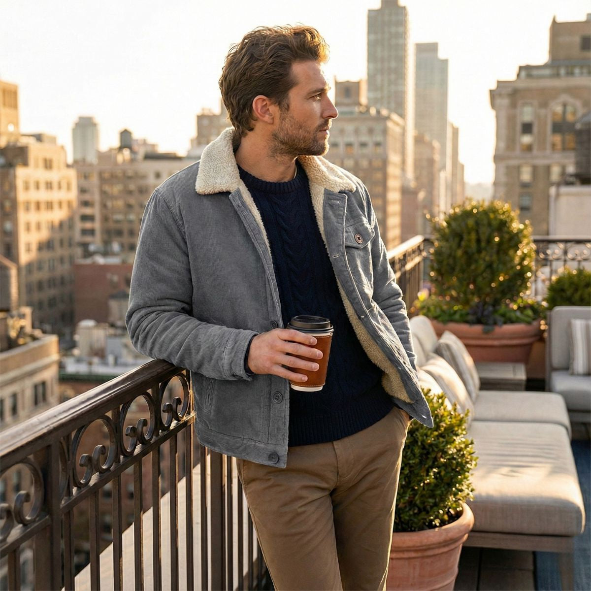 Men's Corduroy Winter Jacket Warm