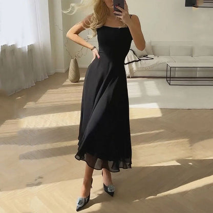 Elegant Ladies Square Neck Midi Dress