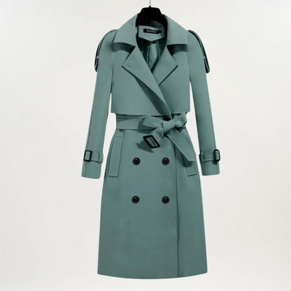 Women's Double Breasted Trench Coat Belted - VibreMode