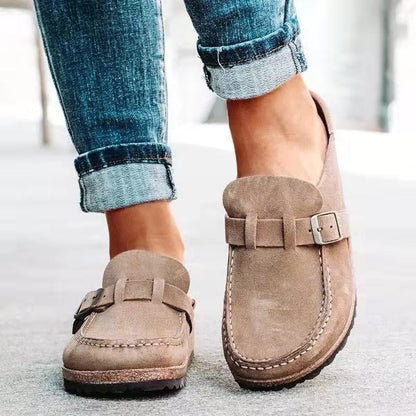 Comfortable Suede Slip On Shoes for Women with Low Heel
