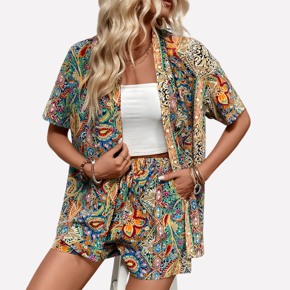 Women's Kimono Set Cotton Short Sleeve
