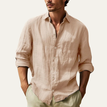 Alderton Men's Linen Casual Shirt Lightweight Turn Down Collar