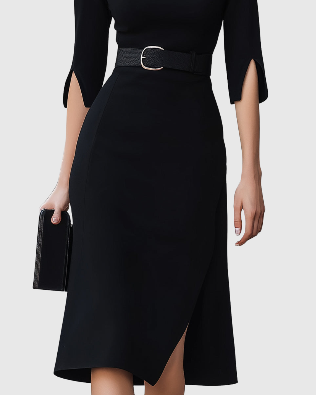 Ladies Classic Waist Belted Dress