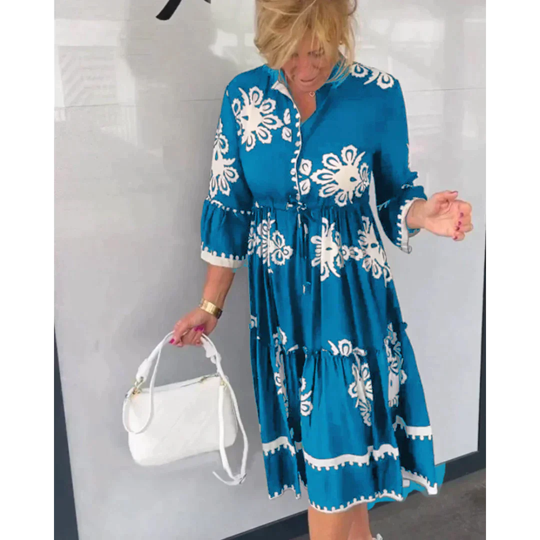Women's Floral Print Dress Elegant Fit