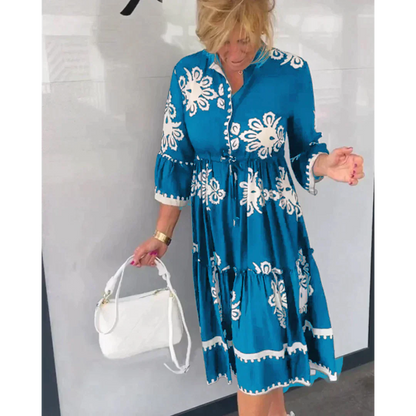 Women's Floral Print Dress Elegant Fit