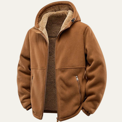 Men's Soft Shell Hooded Jacket Fleece Lined Thick Winter
