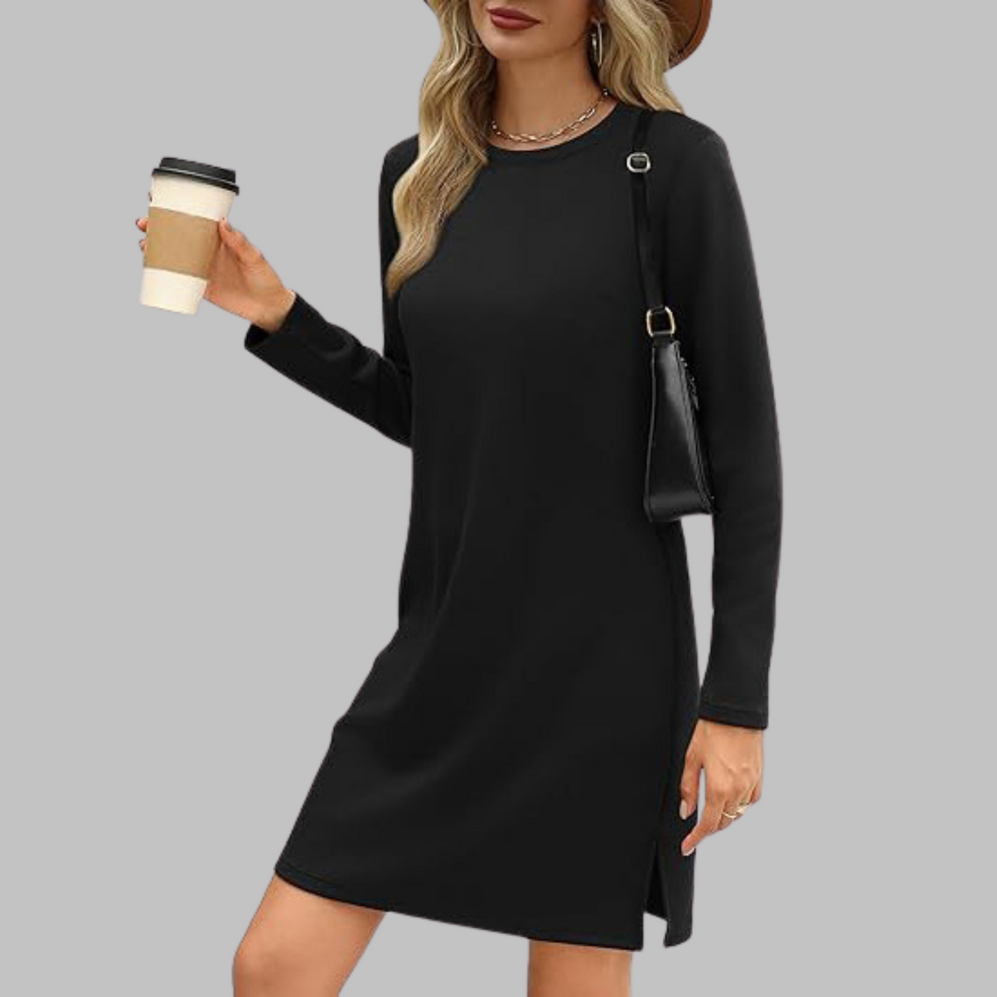 Women's Long Sleeve Round Neck Dress Comfortable
