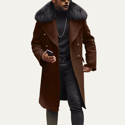 Men's Fur Collar Double Breasted Jacket