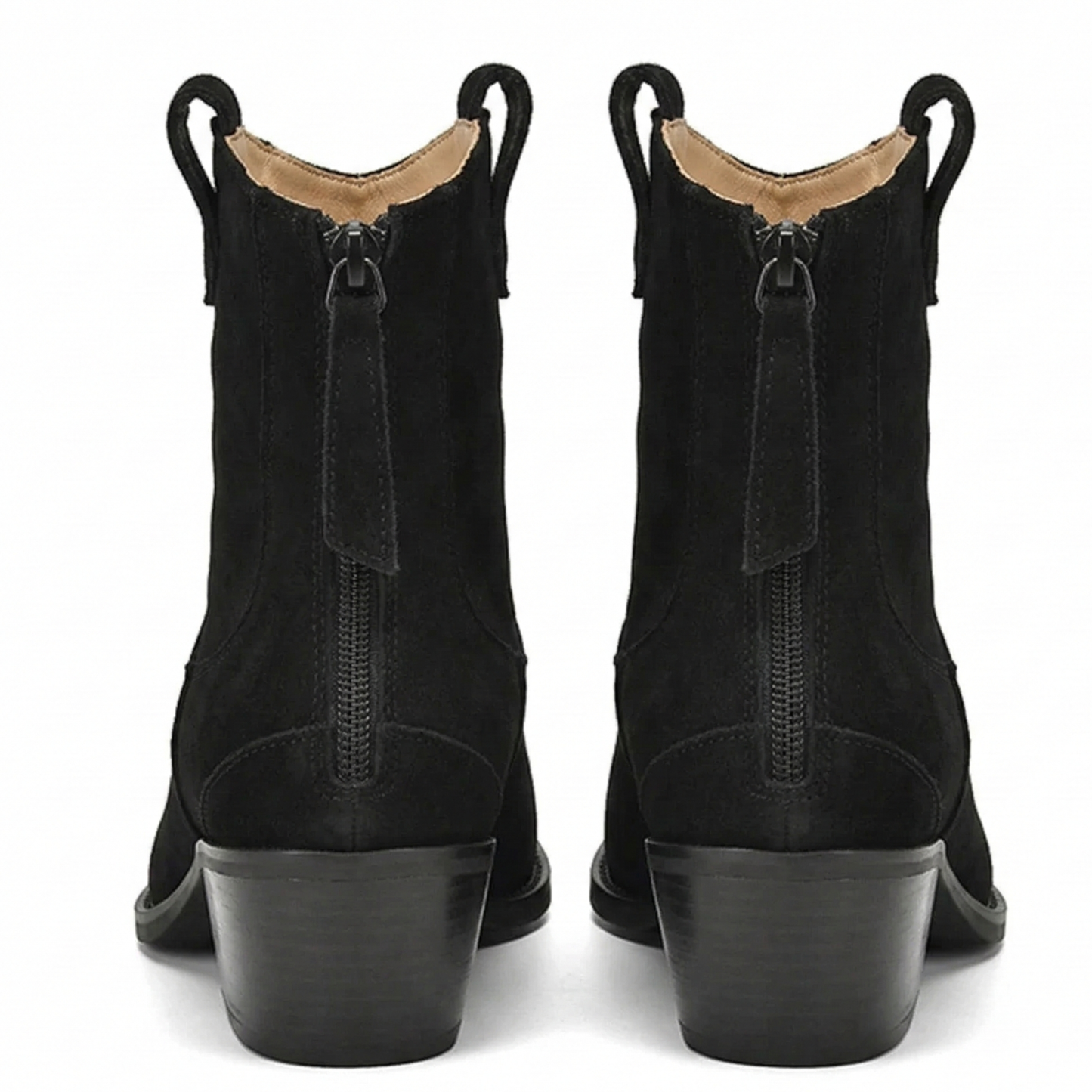 Ankle Boots Block Heel Suede Western Brown Women