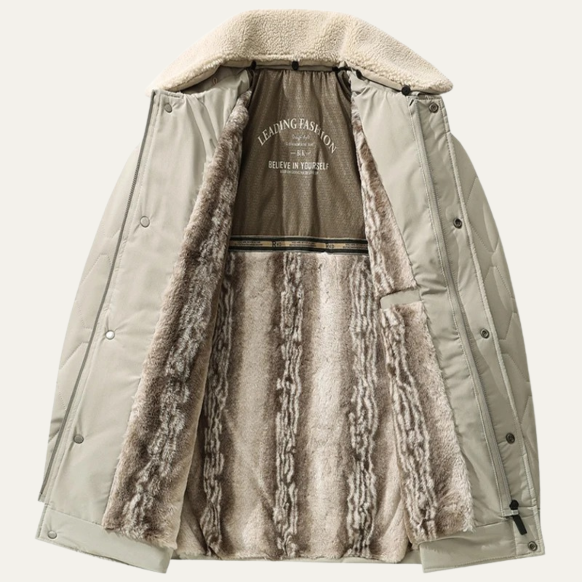 Men's Quilted Winter Jacket Fur Lined Sherpa Collar