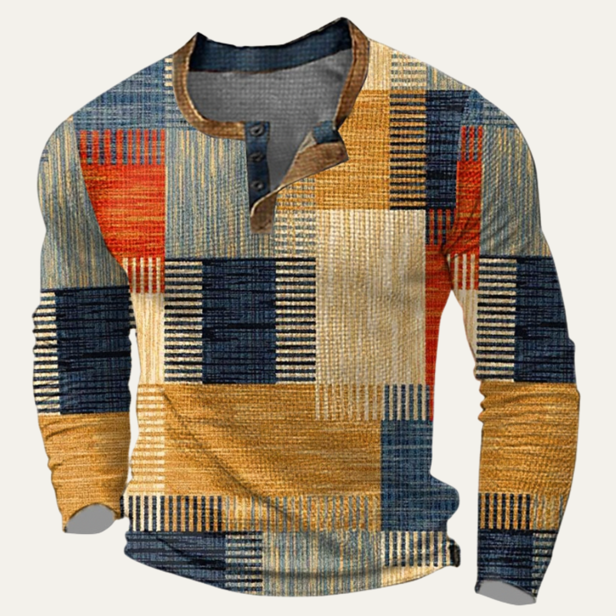 Men's Polo Shirt Textured Patchwork Bluefield