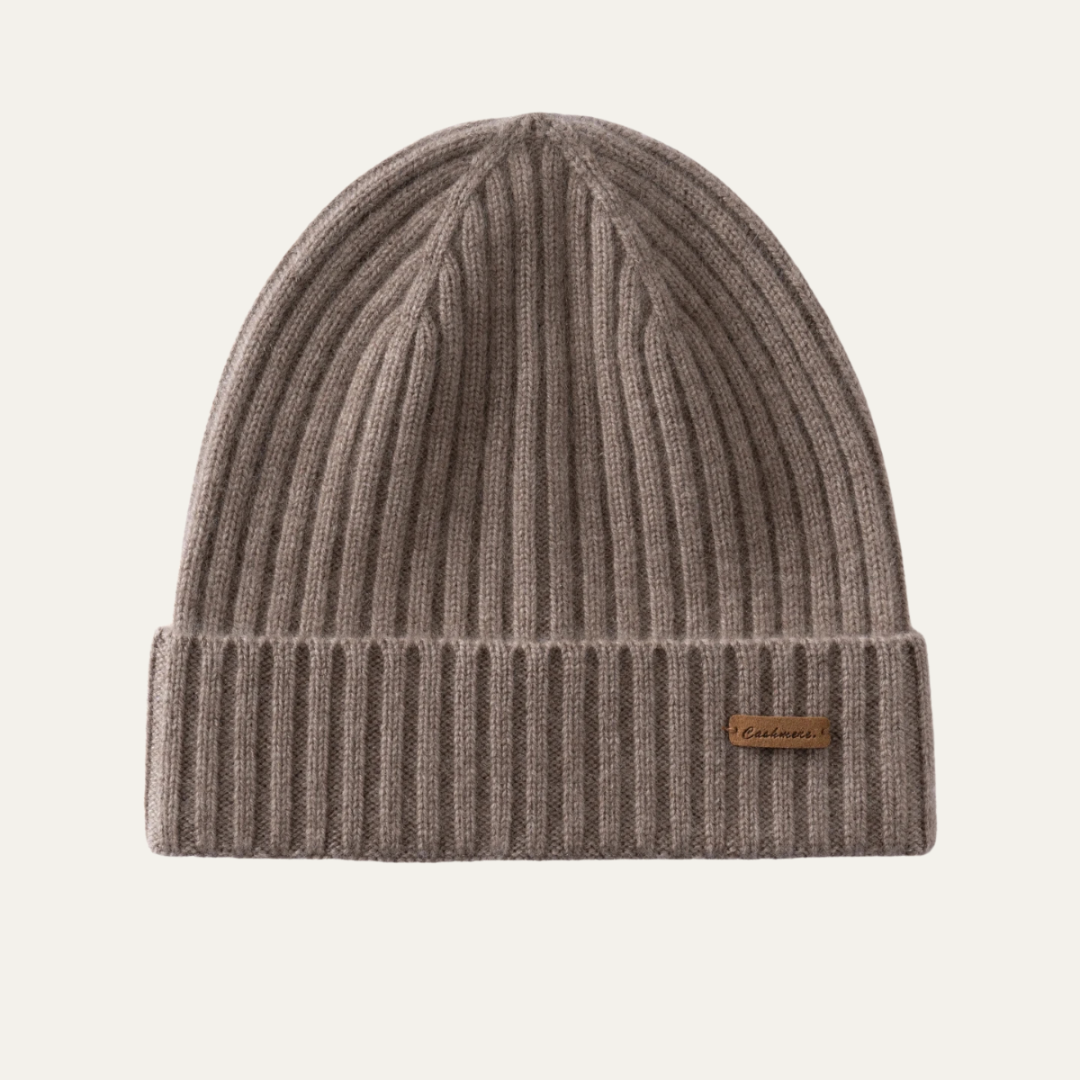 Men's Cashmere Beanie Ribbed Knit Black