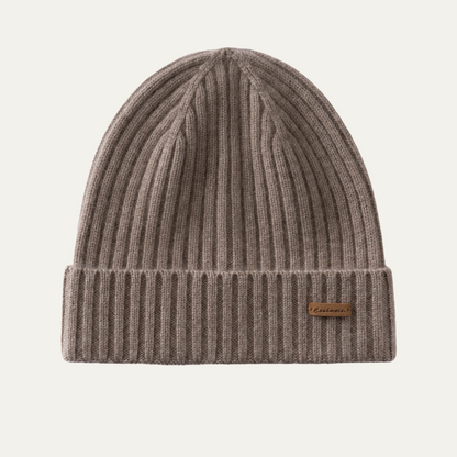 Men's Cashmere Beanie Ribbed Knit Black