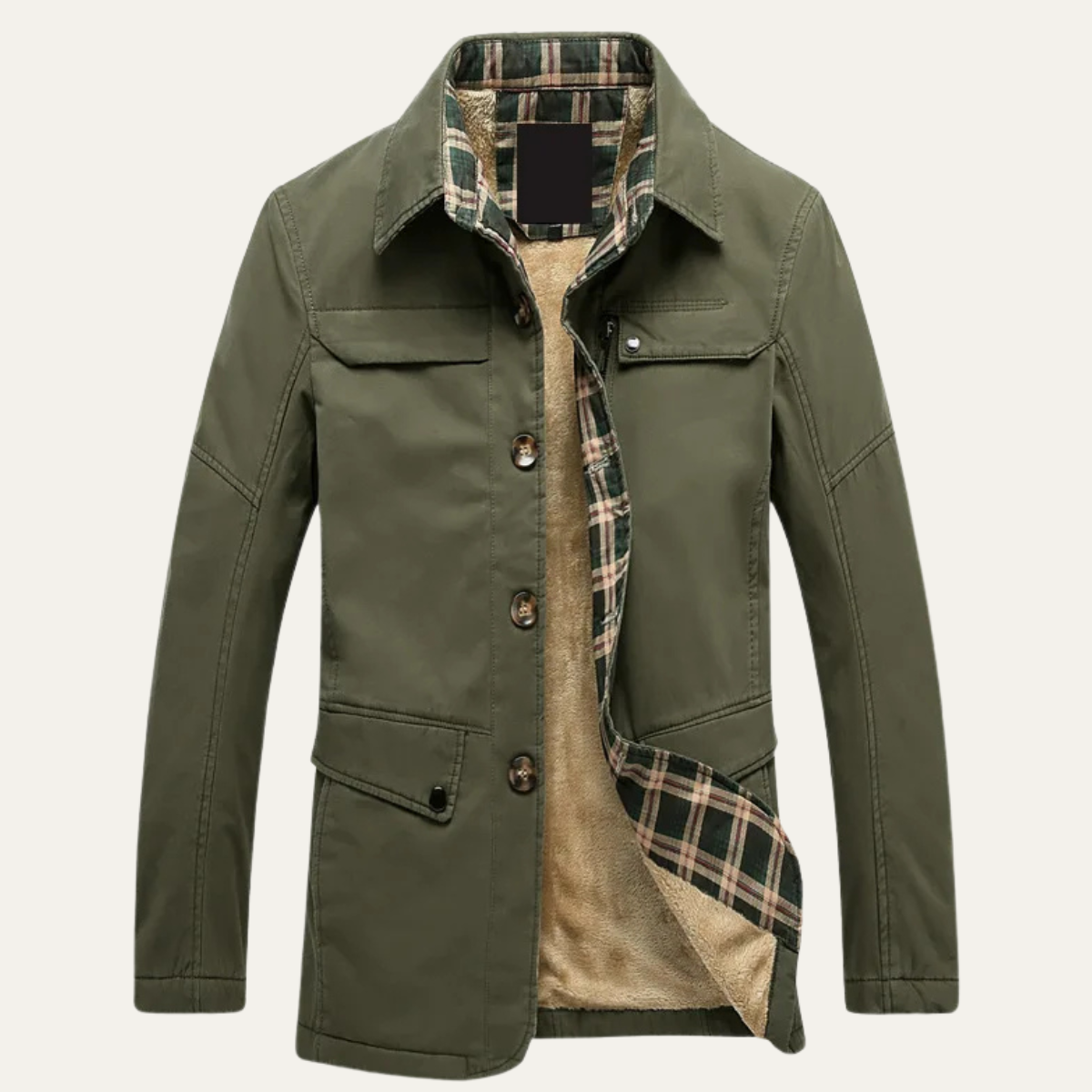 Men's Fleece Lined Jacket Warm Plaid Lining - VibreMode
