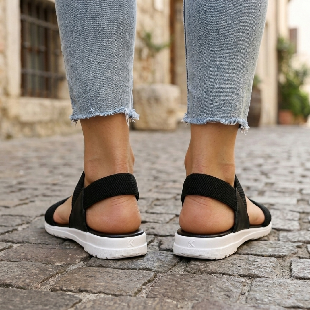 Flat Sandals Open Toe Elastic Strap Women