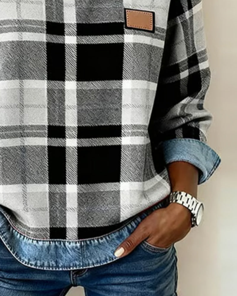 Ainsley Checkered Patchwork Sweatshirt