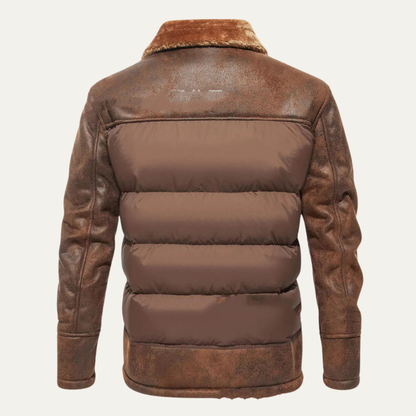 Men's Quilted Faux Leather Jacket Black