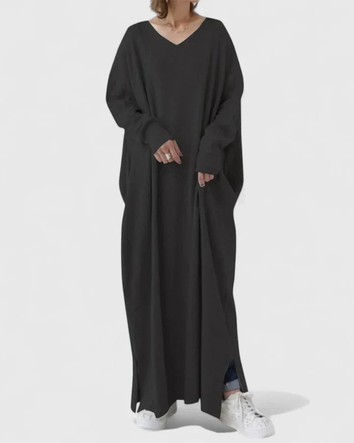 Ladies Elegant V Neck Floor Length Dress
