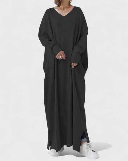 Ladies Elegant V Neck Floor Length Dress