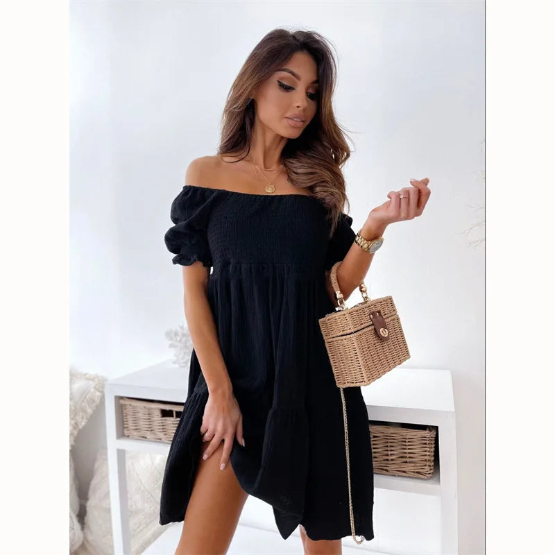 Women's One-Shoulder Mini Dress Summer