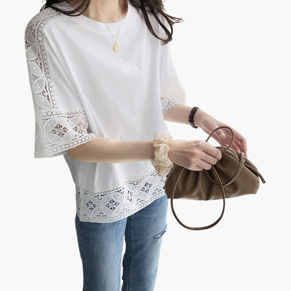 Women's Short Sleeve Lace T-Shirt - VibreMode