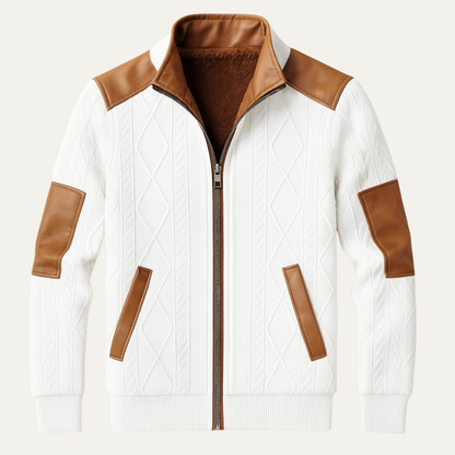 Men's Cable Knit Sweater Jacket Fleece Lined Zip Up - VibreMode