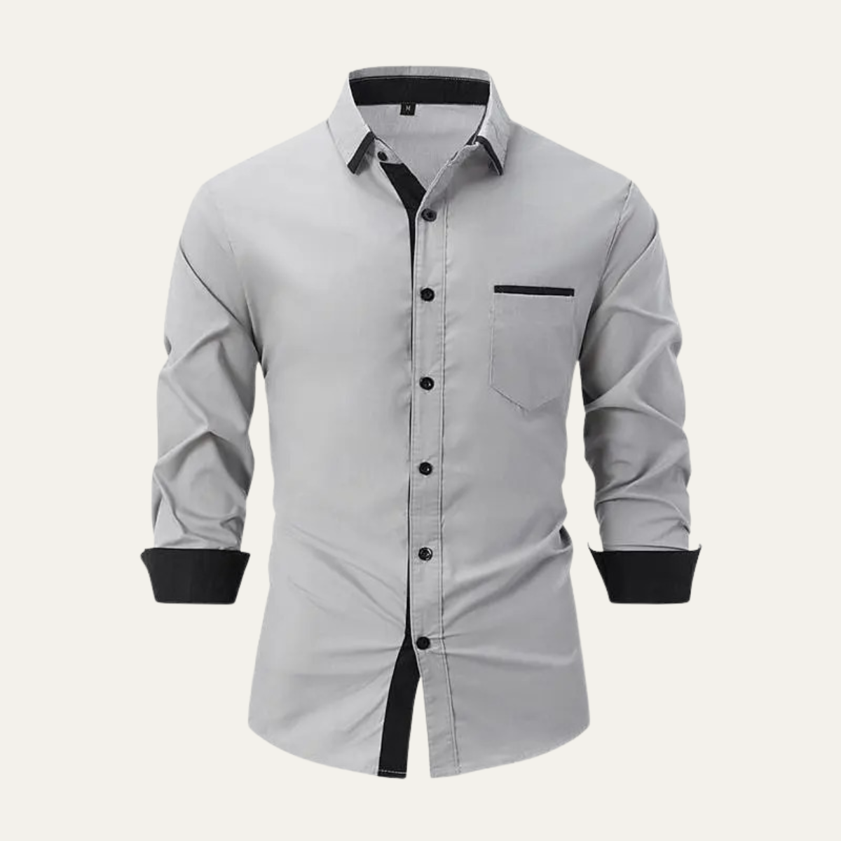 Men's Contrast Trim Button Up Shirt - VibreMode