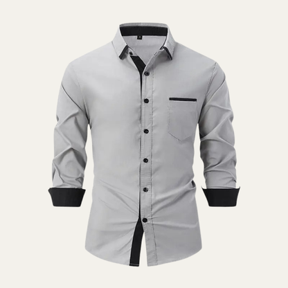 Men's Contrast Trim Button Up Shirt - VibreMode