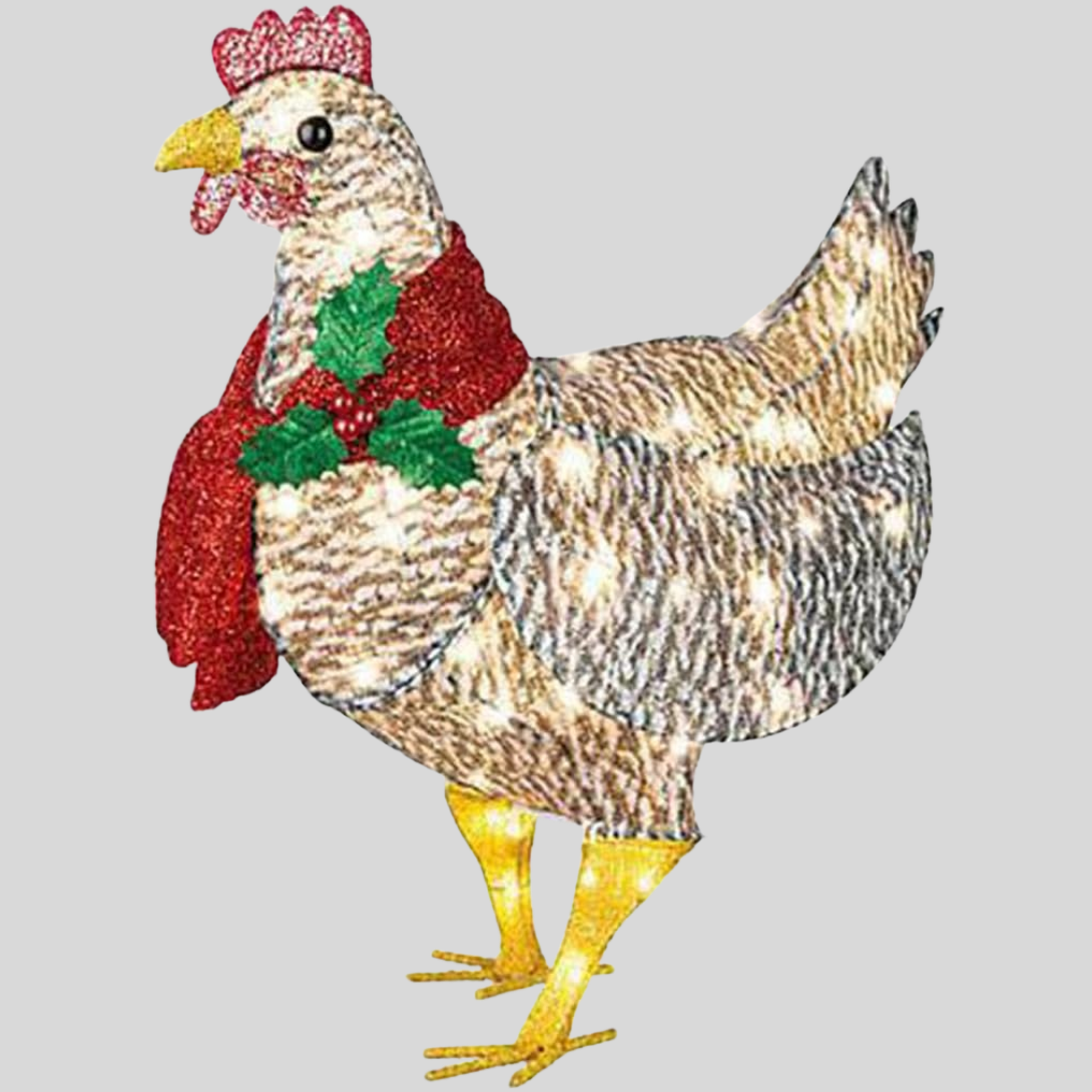 Lighted Chicken Figurine With Scarf Decoration - VibreMode